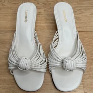 NWOT Larroudé Valerie Kitten Heel Slide Strappy Knotted Leather Sandal Size 6
